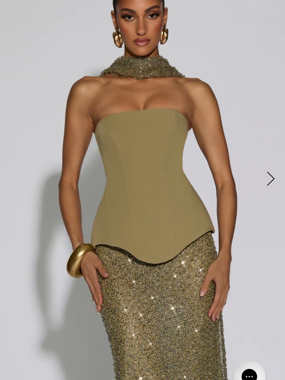 Strapless Olive Green Sculpted Waist Top